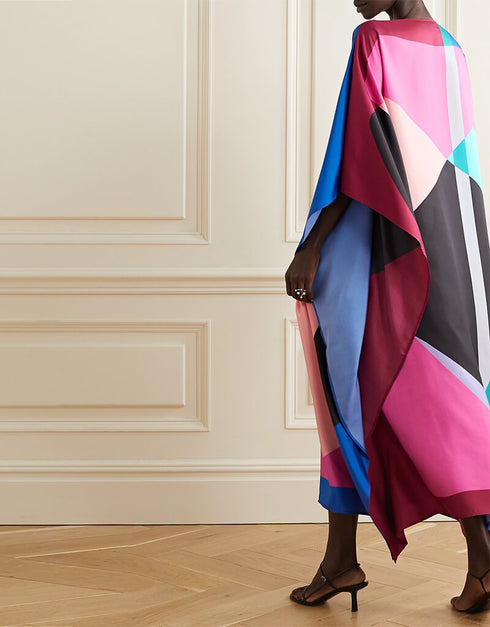 Multi Latest Soft Silk Crepe Kaftan designer kaftan